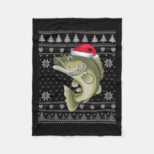 Funny Walleye Fish Ugly Christmas Sweater Santa Xm Fleece Blanket