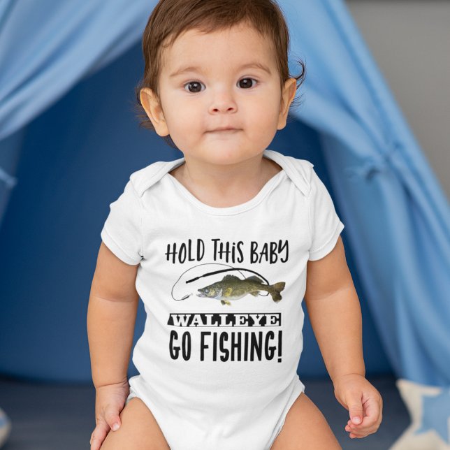 Funny Walleye Fishing Pun Hold This Baby Hilarious Bodysuit (Creator Uploaded)