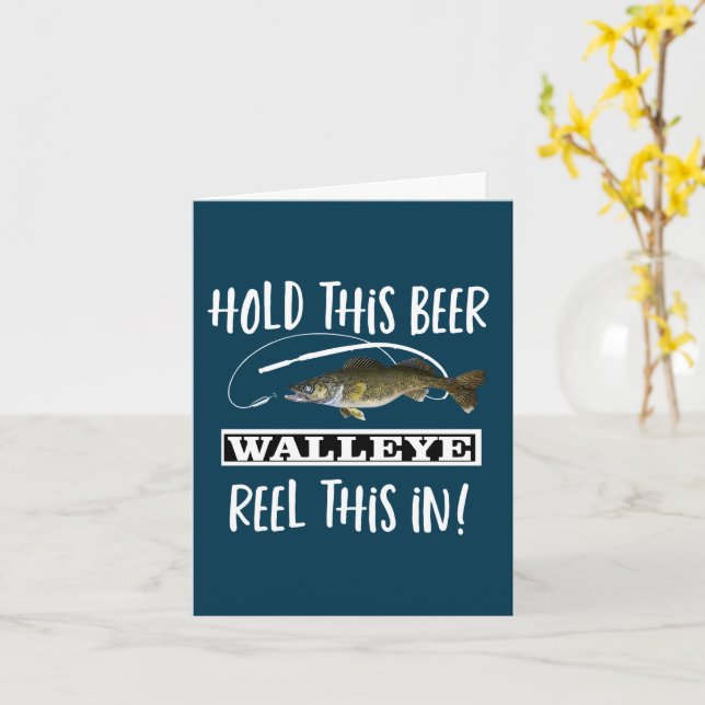 Funny Walleye Pun Fishing Birthday  Card (Yellow Flower)