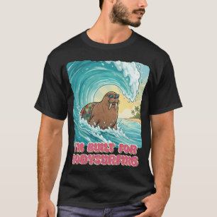 Funny Walrus Bodysurfing Paradise Retro Surfer T-Shirt