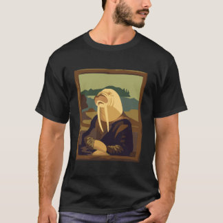 Funny Walrus Mona Lisa Art Parody T-Shirt