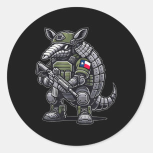 Funny War-madillo The Veteran Tactical Texas Flag Classic Round Sticker