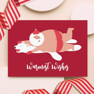 Funny Warmest Wishes Santa Holiday Card