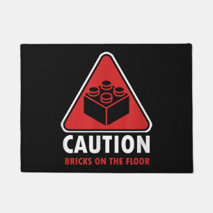 Funny Warning Caution Building Blocks Bricks On Fl Doormat