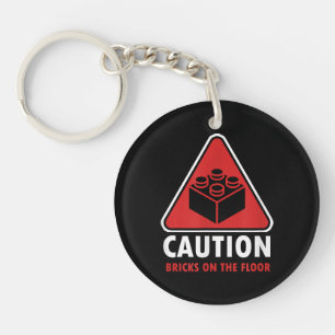 Funny Warning Caution Building Blocks Bricks On Fl Key Ring