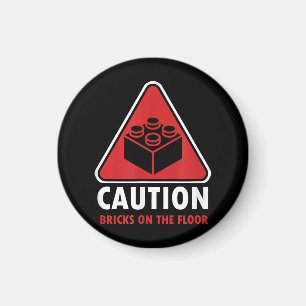 Funny Warning Caution Building Blocks Bricks On Fl Magnet