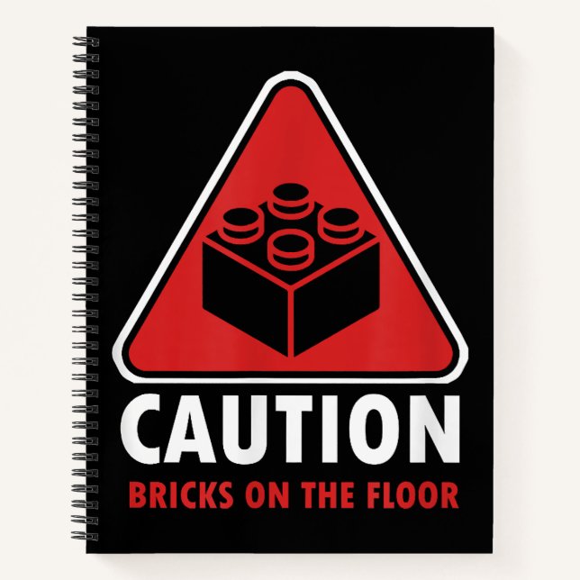 Funny Warning Caution Building Blocks Bricks On Fl Notebook (Front)