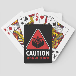 Funny Warning Caution Building Blocks Bricks On Fl Playing Cards