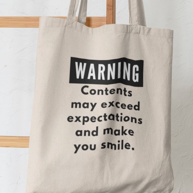 Funny Warning Contents Exceed Expectations Tote Bag (Shop now and let the smiles begin!)