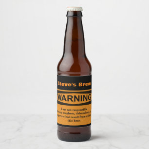 Funny Warning Homemade Beer Labels