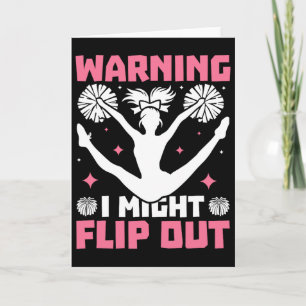 Funny Warning I Might Flip Out Cheerleading Cheerl Card