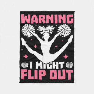 Funny Warning I Might Flip Out Cheerleading Cheerl Fleece Blanket