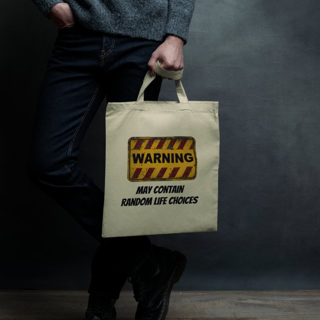 Funny Warning Sign with Customisable Typography Tote Bag (Creator Uploaded)