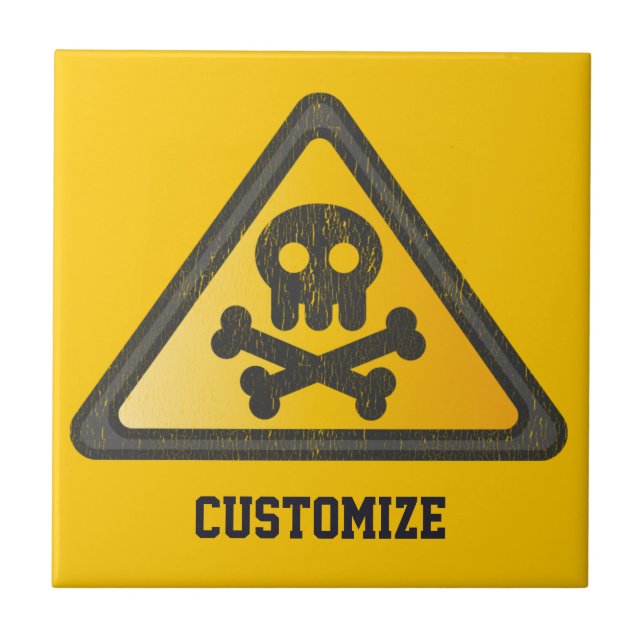 Funny Warning SignThunder_Cove Ceramic Tile (Front)