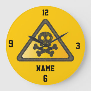 Funny Warning SignThunder_Cove Large Clock