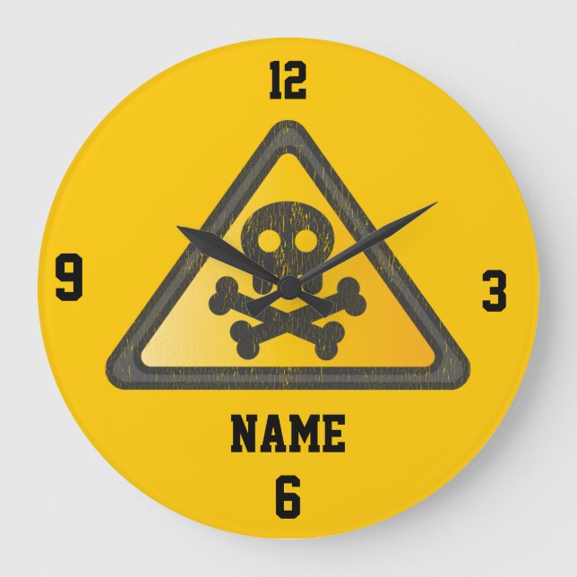 Funny Warning SignThunder_Cove Large Clock (Front)