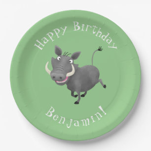 Funny warthog personalised birthday paper plate