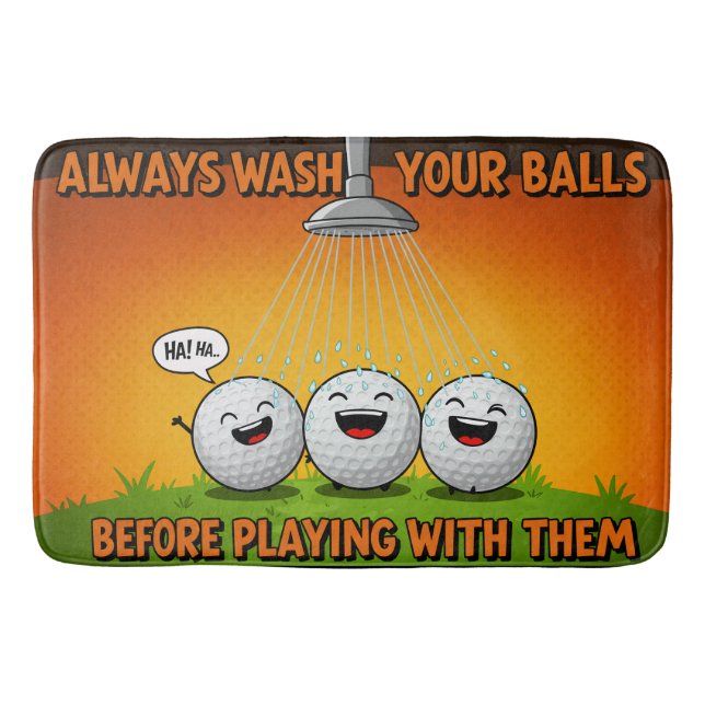 Funny Wash Your Golf Balls Bathroom Bath Mat (Front)