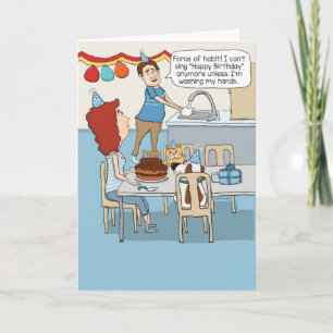 Funny Washing Hands Singing Happy Birthday Card