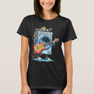 Funny Washing Machine Robot with E-Guitar Costume T-Shirt