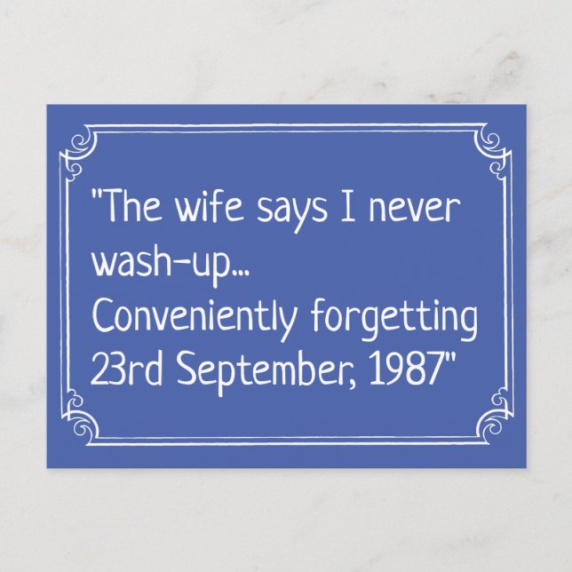 Funny Washing-Up Joke Postcard (Front)