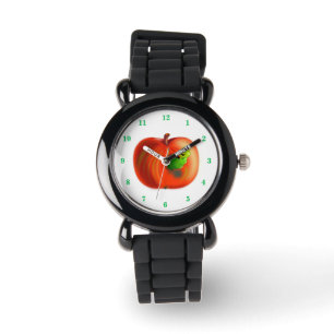 Funny Watch Happy Worm In Red Apple