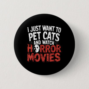 Funny Watch Horror Movie Fan - Halloween Cat Lover 6 Cm Round Badge