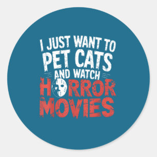 Funny Watch Horror Movie Fan - Halloween Cat Lover Classic Round Sticker
