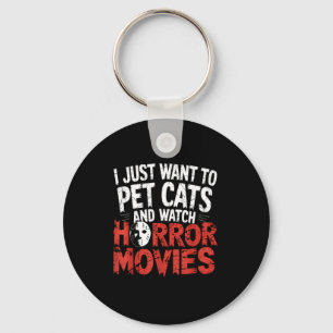 Funny Watch Horror Movie Fan - Halloween Cat Lover Key Ring
