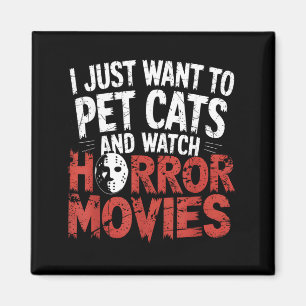 Funny Watch Horror Movie Fan - Halloween Cat Lover Magnet