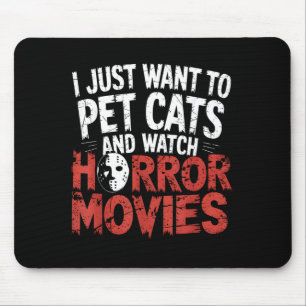 Funny Watch Horror Movie Fan - Halloween Cat Lover Mouse Pad