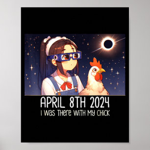 Funny Watching Total Solar Eclipse Chicken Poster