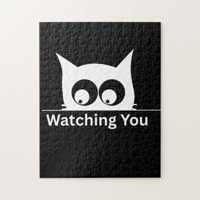 Funny Watching You Cat Cute Minimal Jigsaw Puzzle (Vertical)