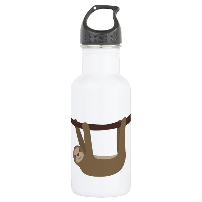 Funny water bottle with a cartoon sloth (Front)