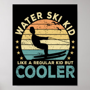 Funny water ski kid water sports water skiing poster