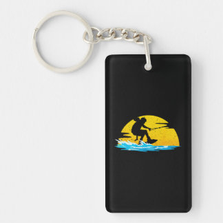 Funny Water Skiing Art For Wakeboarding Lovers Key Ring