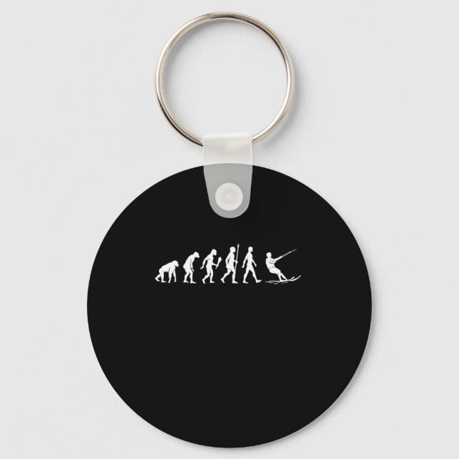 Funny Water Skiing Evolution Skiing Gift Idea Key Ring (Front)