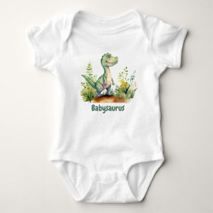 Funny Watercolor Baby Dinosaurs Personalised Baby Bodysuit