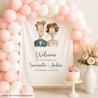 Funny Watercolor Bride Groom Wedding Banner Quirky