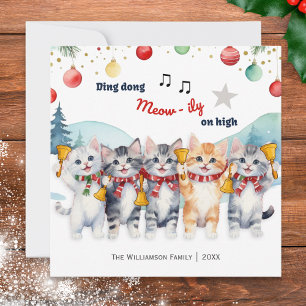 Funny Watercolor Cats Choir Christmas Holiday Card