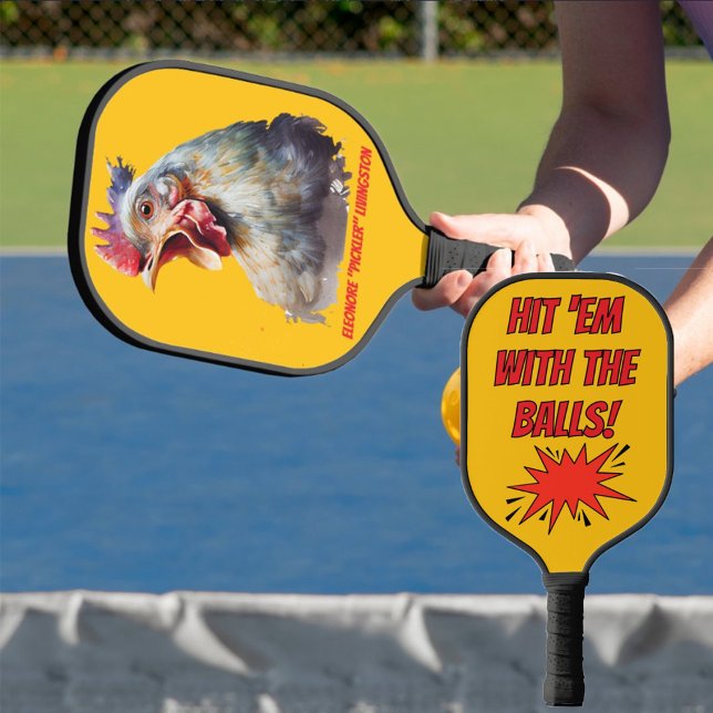 Funny Watercolor Chicken Personalised Pickleball Paddle (Creator Uploaded)