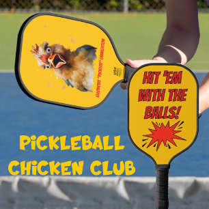 Funny Watercolor Chicken Personalised Pickleball Paddle