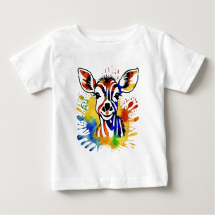Funny watercolor colourful antelope baby T-Shirt