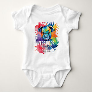 Funny watercolor colourful dog baby bodysuit