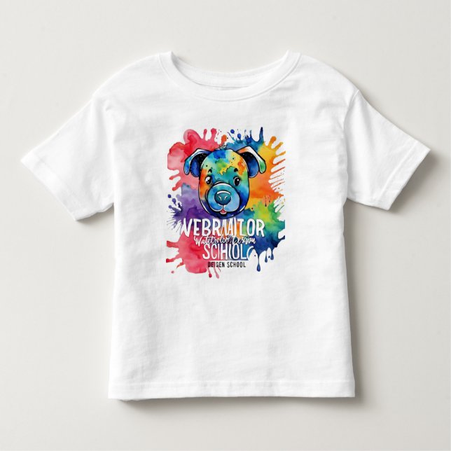 Funny watercolor colourful dog toddler T-Shirt (Front)