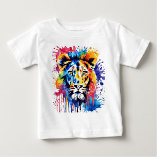 Funny watercolor colourful lion baby T-Shirt