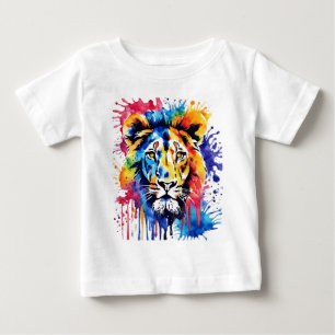 Funny watercolor colourful lion baby T-Shirt