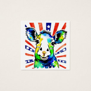 Funny watercolor colourful sheep