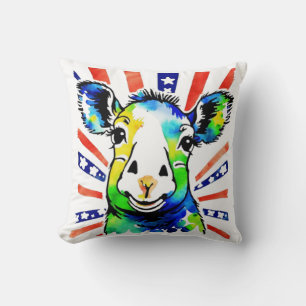 Funny watercolor colourful sheep cushion