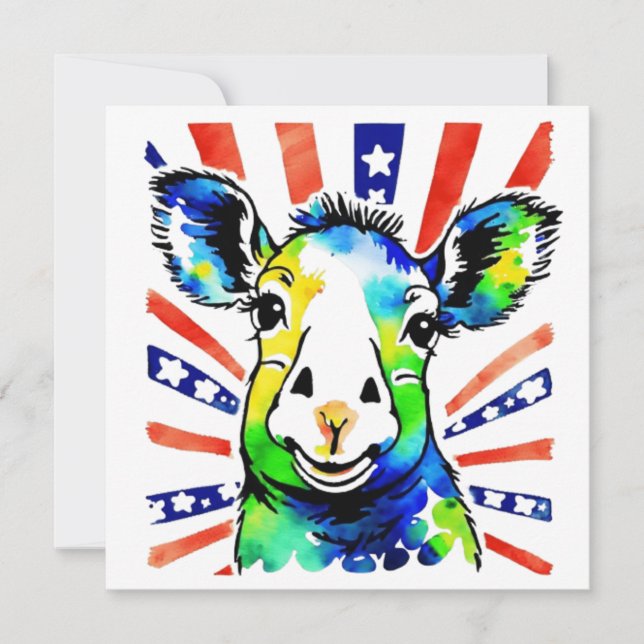 Funny watercolor colourful sheep invitation (Front)